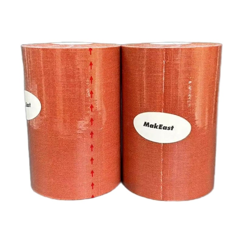 MakEast 2 Rolls Trans Tape for Transitioning Extra Wide Chest Binding Tape Latex Free FTM Chest Binder with Nipple Covers Ultra Sticky Waterproof & Flexible 4 in X 16.5 ft (Tan) - Image 5